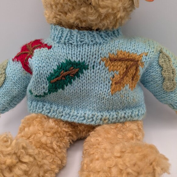 Ty Baby Curly 1992 Plush Fall Leaves Sweater 11" Vintage Stuffed Animal Bear - Picture 3 of 14